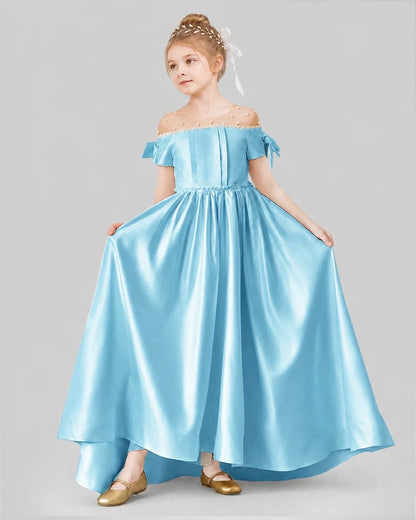 Sky Blue Ball Gown Girls Formal Dresses Front