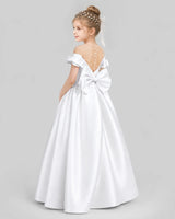 White Ball Gown Girls Formal Dresses Pose