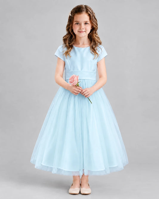 Baby Blue A-line Flower Girl Dresses Front