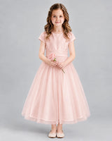 Blush Pink A-line Flower Girl Dresses Front