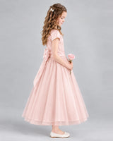 Blush Pink A-line Flower Girl Dresses Side