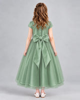 Eucalyptus A-line Flower Girl Dresses Back