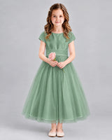 Eucalyptus A-line Flower Girl Dresses Front