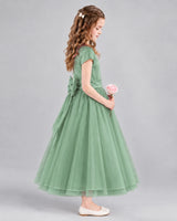 Eucalyptus A-line Flower Girl Dresses Side