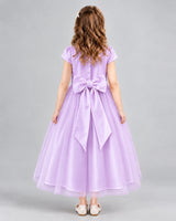 Lilac A-line Flower Girl Dresses Back