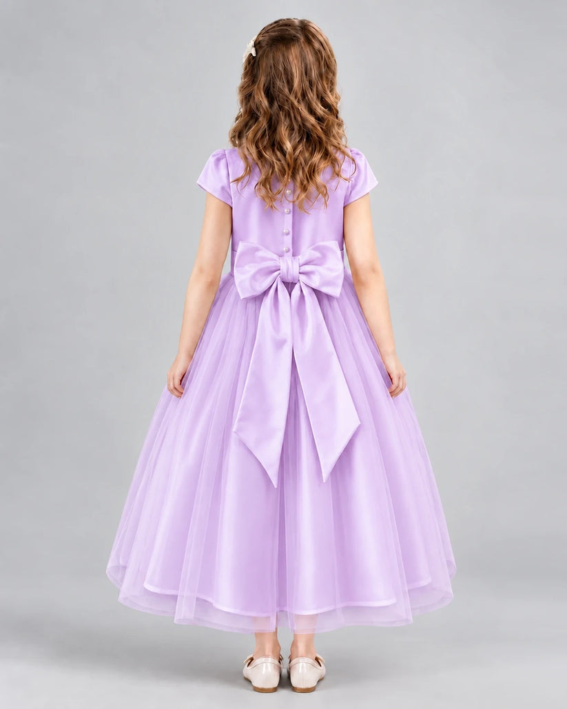 Lilac A-line Flower Girl Dresses Back