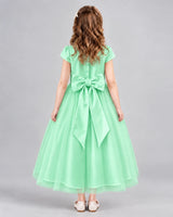 Mint Green A-line Flower Girl Dresses Back