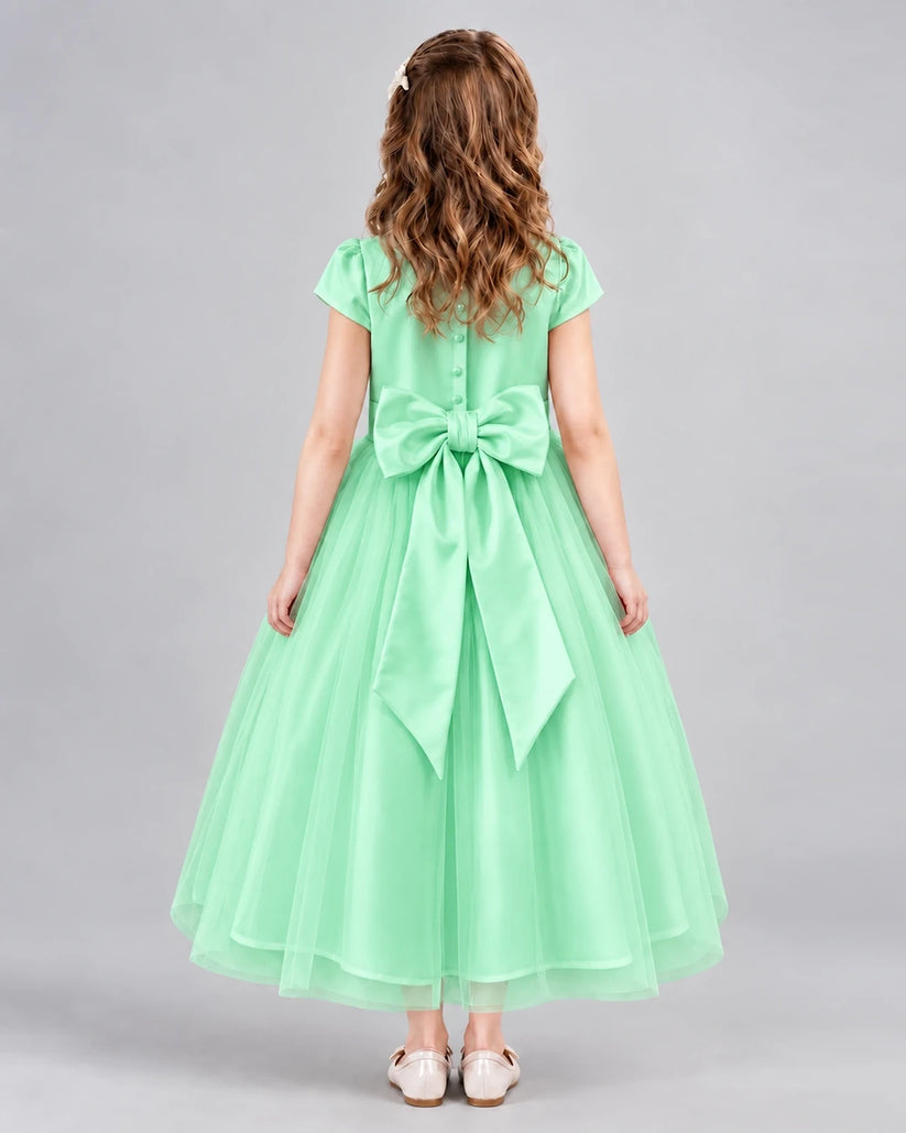 Mint Green A-line Flower Girl Dresses Back