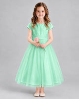 Turquoise A-line Flower Girl Dresses Front