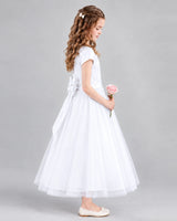 White A-line Flower Girl Dresses Side