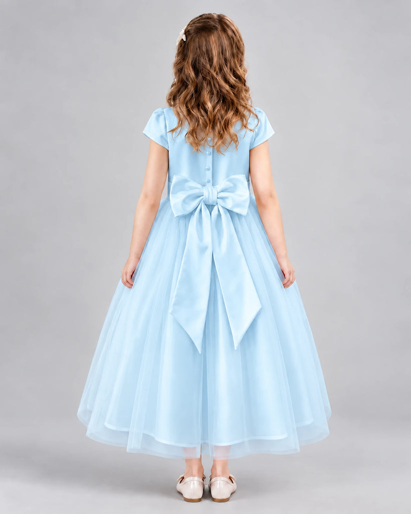 Baby Blue A-line Flower Girl Dresses Back