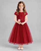 Burgundy A-line Flower Girl Dresses Front