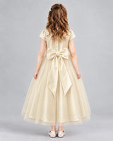 Champagne A-line Flower Girl Dresses Back