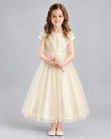 Champagne A-line Flower Girl Dresses Front