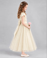 Champagne A-line Flower Girl Dresses Side