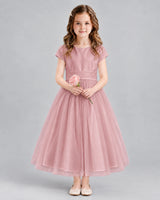 Blush Pink A-line Flower Girl Dresses Front