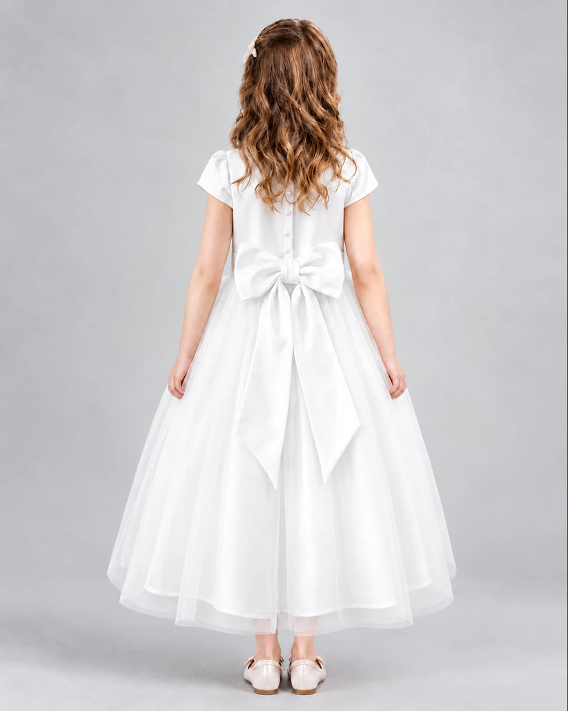 Ivory A-line Flower Girl Dresses Back