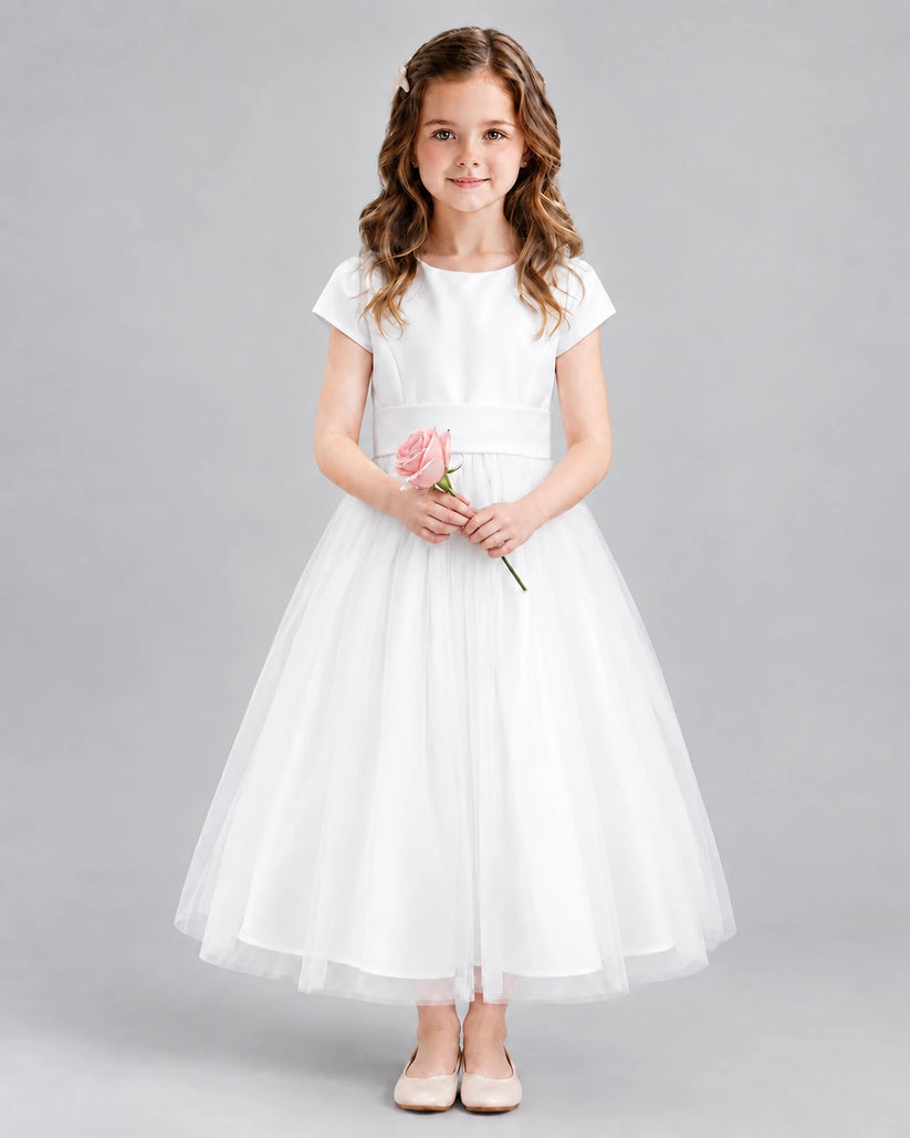 Ivory A-line Flower Girl Dresses Front