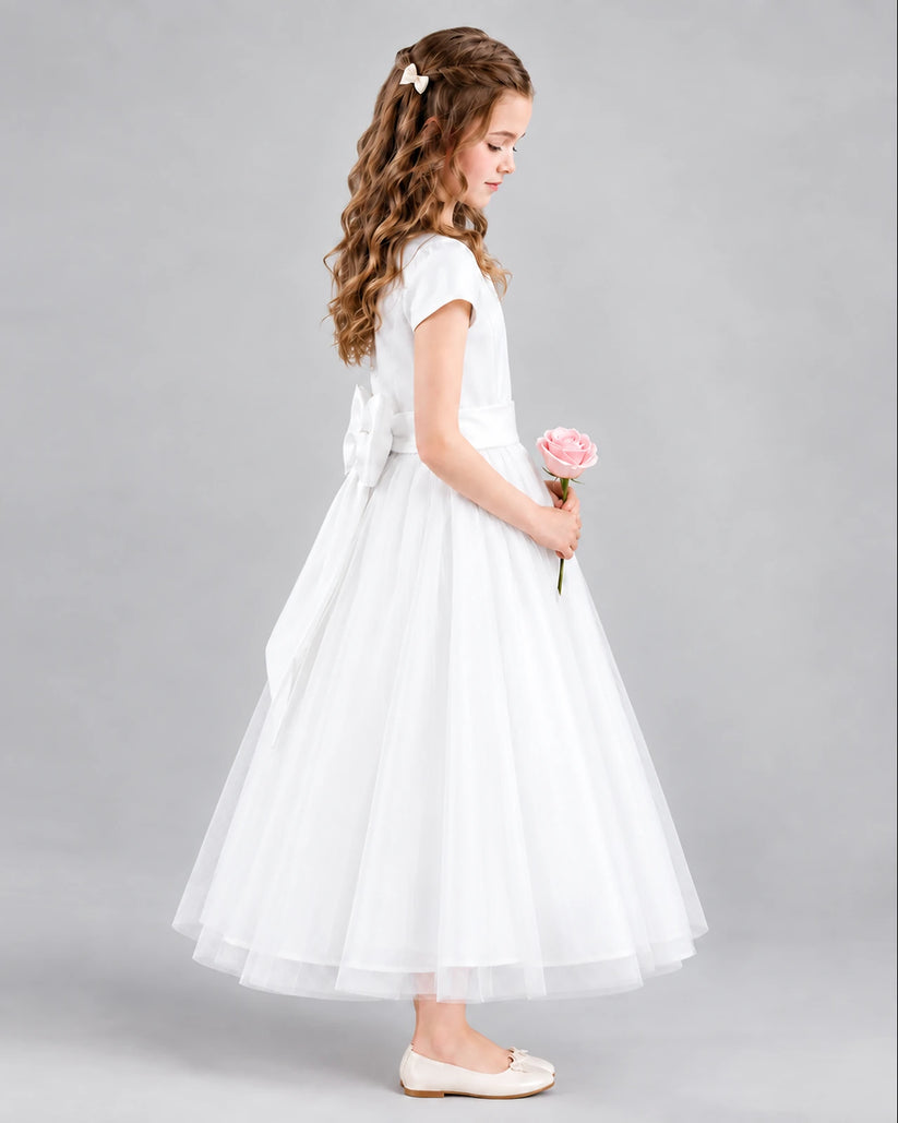Ivory A-line Flower Girl Dresses Side