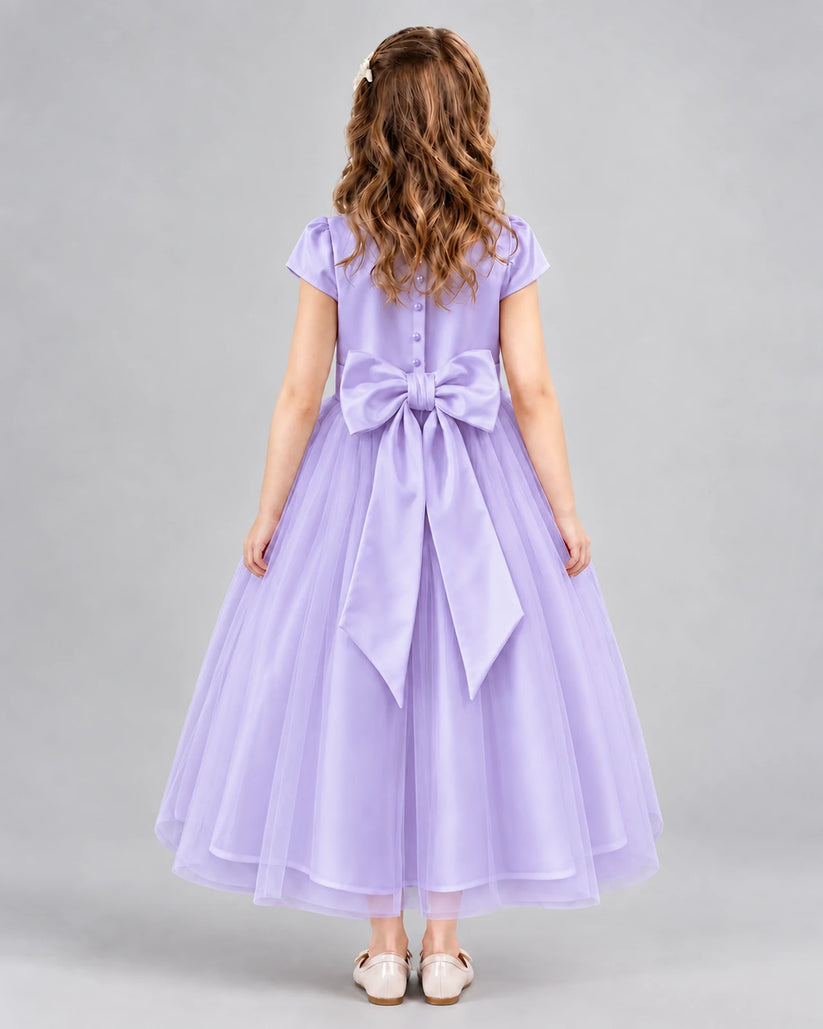 Lavender A-line Flower Girl Dresses Back