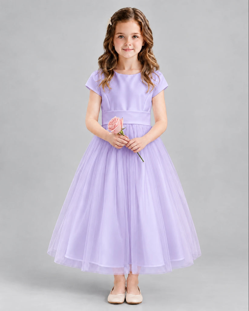 Lavender A-line Flower Girl Dresses Front