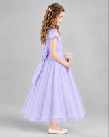 Lavender A-line Flower Girl Dresses Side