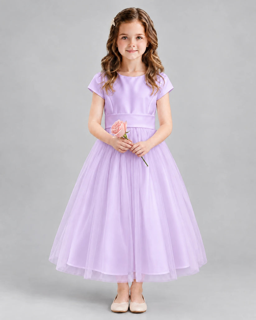 Lilac A-line Flower Girl Dresses Front
