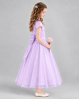 Lilac A-line Flower Girl Dresses Side