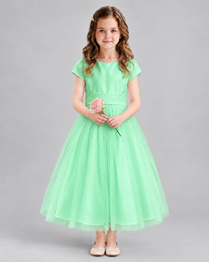 Mint Green A-line Flower Girl Dresses Front