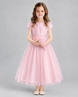 Pink A-line Flower Girl Dresses Front