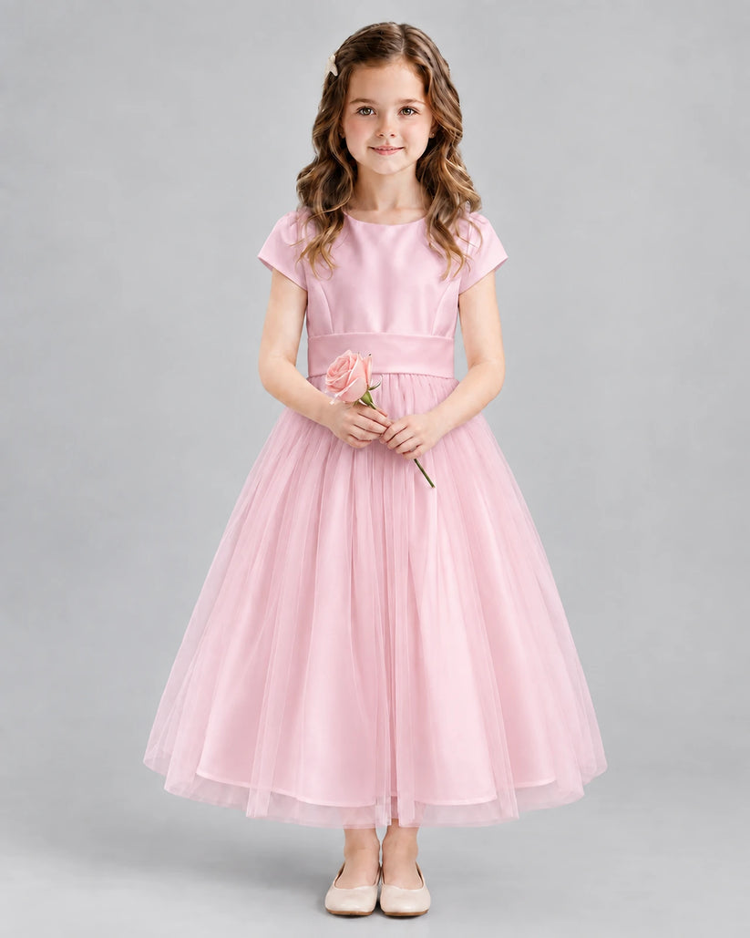 Pink A-line Flower Girl Dresses Front