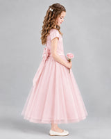 Pink A-line Flower Girl Dresses Side