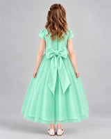 Turquoise A-line Flower Girl Dresses Back