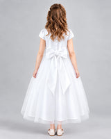 White A-line Flower Girl Dresses Back
