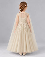 Champagne A-line Flower Girl Dresses Back