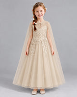 Champagne A-line Flower Girl Dresses Front