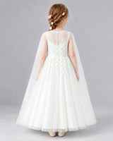 Ivory A-line Flower Girl Dresses Back