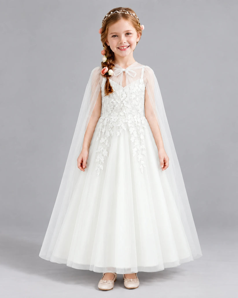Ivory A-line Flower Girl Dresses Front