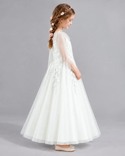 Ivory A-line Flower Girl Dresses Side
