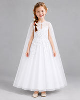 White A-line Flower Girl Dresses Front