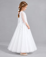 White A-line Flower Girl Dresses Side