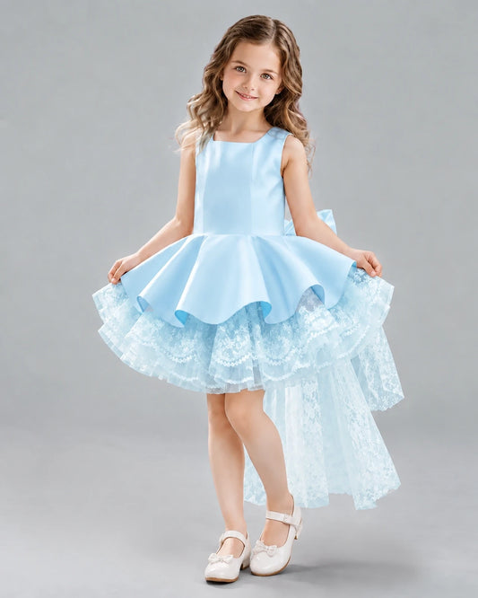 Baby Blue A-line Girls Formal Dresses Front