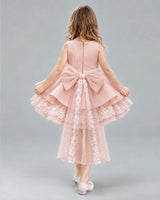 Blush Pink A-line Girls Formal Dresses Back