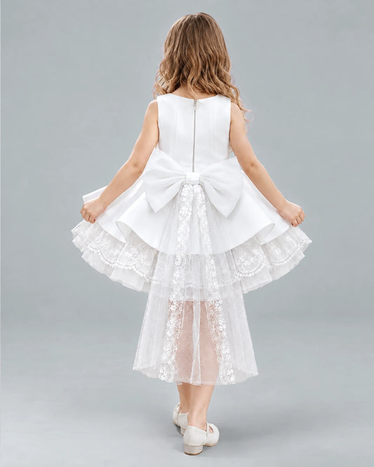 Ivory A-line Girls Formal Dresses Back