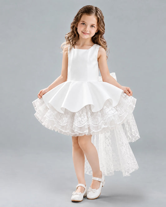 Ivory A-line Girls Formal Dresses Front
