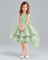 Sage Green A-line Girls Formal Dresses Pose