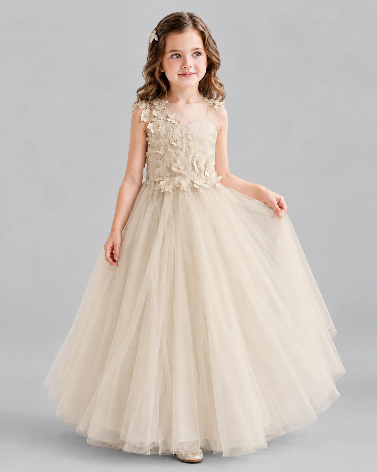 Champagne Ball Gown Flower Girl Dresses Front