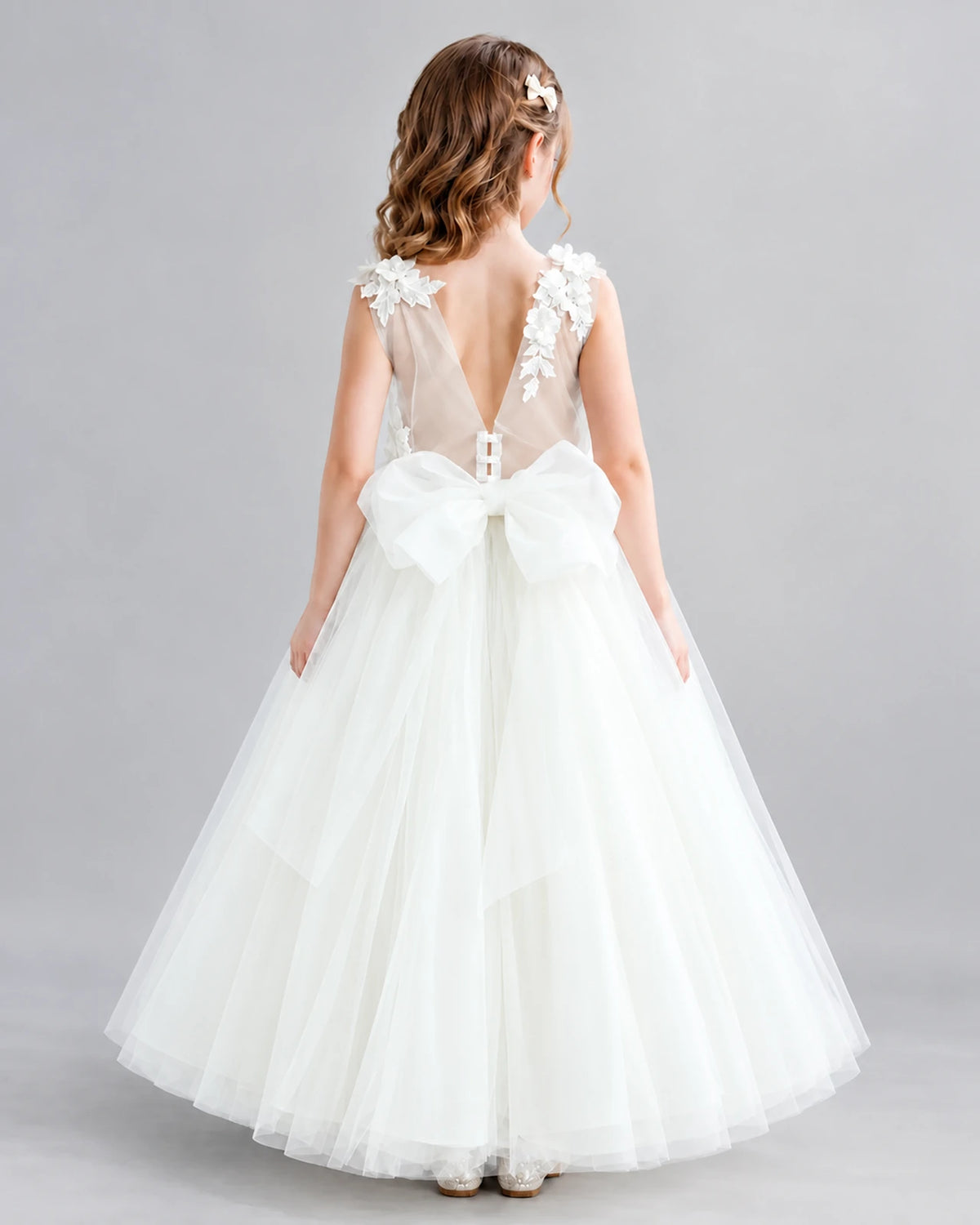 Ivory Ball Gown Flower Girl Dresses Back