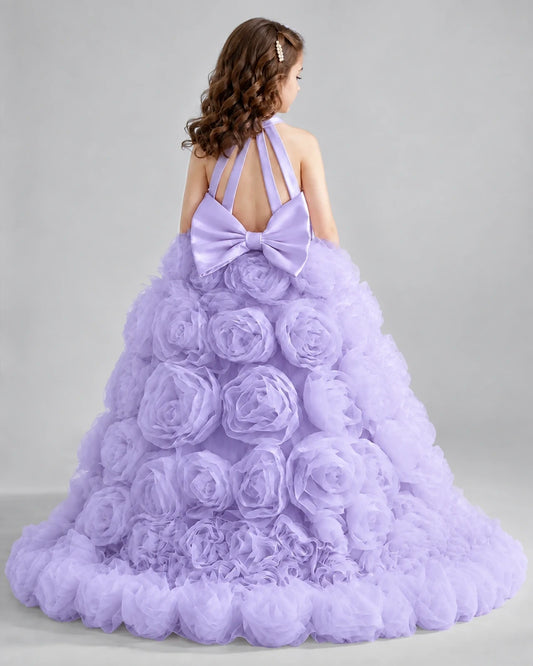 Lavender Ball Gown Girls Pageant Dresses Back