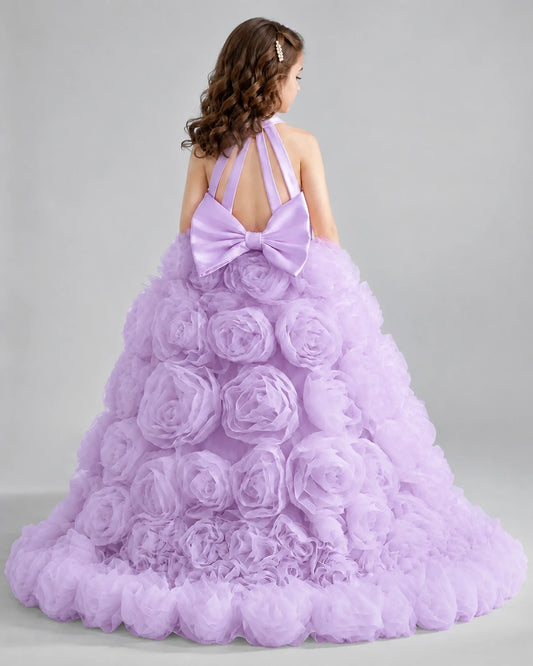 Lilac Ball Gown Girls Pageant Dresses Back